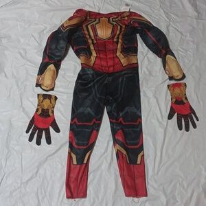 Marvel No Way Home Spider-Man Muscle Chest Kids Costume Set - Red and Gold Sz S